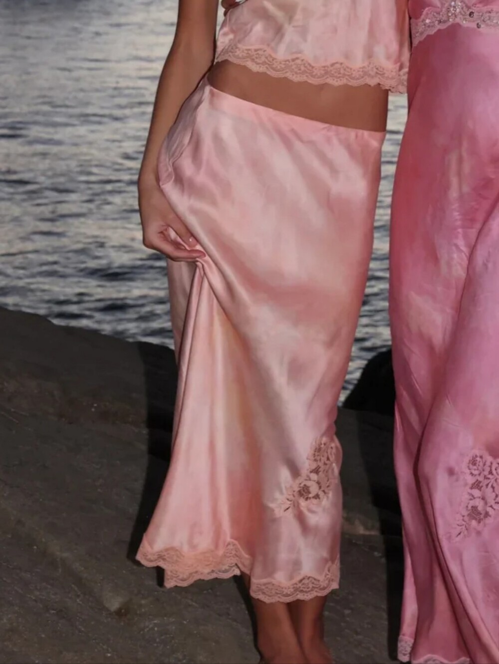 LoveShackFancy Aubrette Silk Blend Maxi Skirt Peach XXS NWOT